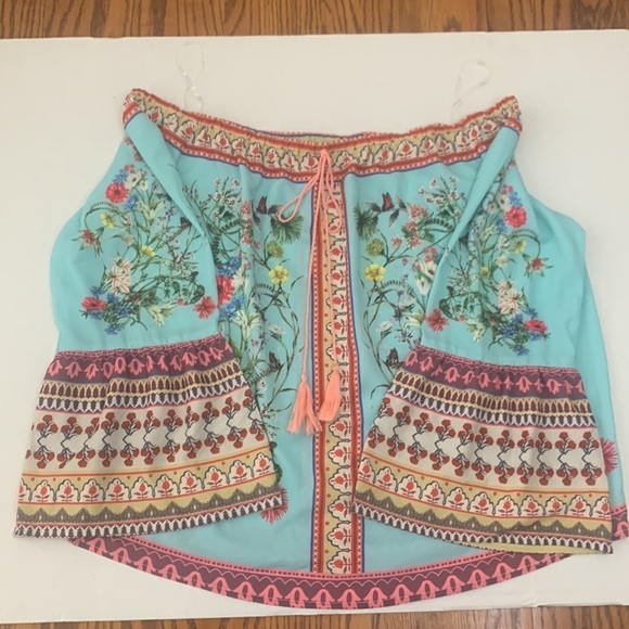 Umgee Off The Shoulder Blue Top - Picture 5 of 9